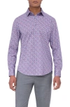 Bugatchi James Ooohcotton® Diagonal Check Button-up Shirt In Ruby