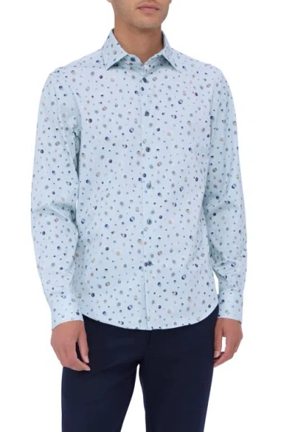 Bugatchi James Ooohcotton® Dot Print Button-up Shirt In Sage