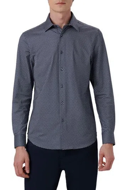 Bugatchi James Ooohcotton® Dot Print Button-up Shirt In Blue