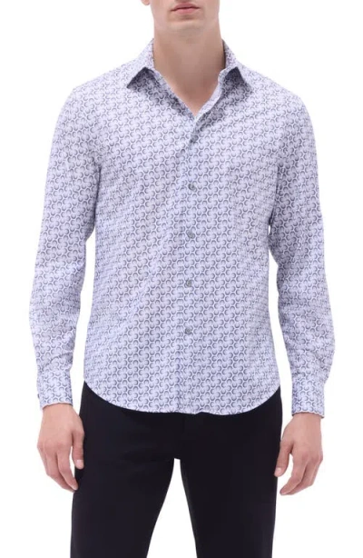 Bugatchi James Ooohcotton® Dot Print Button-up Shirt In Gray