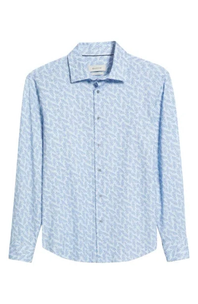 Bugatchi James Ooohcotton® Feather Print Button-up Shirt In Air Blue