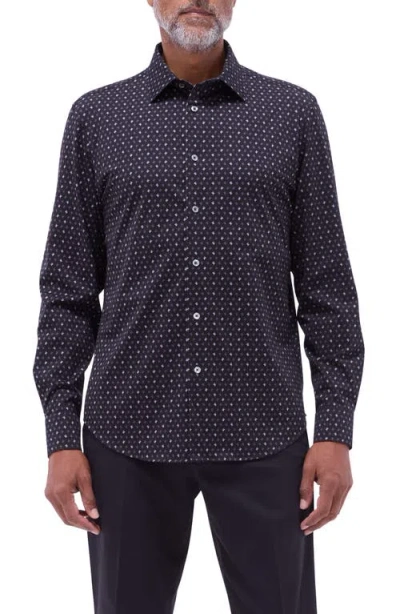 Bugatchi James Ooohcotton® Floral Button-up Shirt In Black