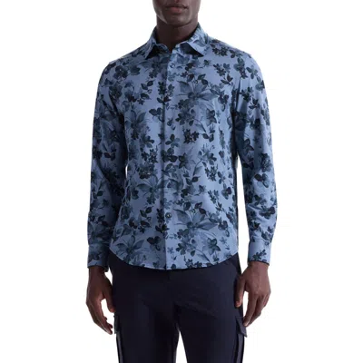 Bugatchi James Ooohcotton® Floral Button-up Shirt In Blue