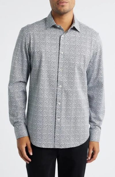 Bugatchi James Ooohcotton® Floral Button-up Shirt In Gray