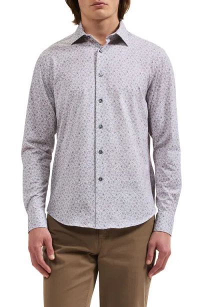 Bugatchi James Ooohcotton Floral Button-up Shirt In Gray