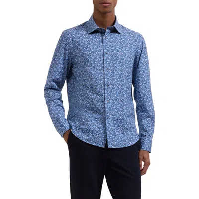 Bugatchi James Ooohcotton® Floral Print Button-up Shirt In Blue