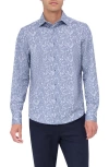 Bugatchi James Ooohcotton® Floral Print Button-up Shirt In Navy
