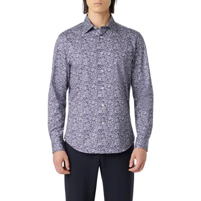 Bugatchi James Ooohcotton® Floral Print Button-up Shirt In Navy
