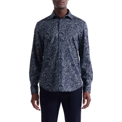Bugatchi James Ooohcotton® Floral Stripe Button-up Shirt In Blue