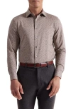 Bugatchi James Ooohcotton® Floral Twill Button-up Shirt In Burgundy