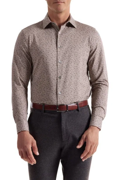 Bugatchi James Ooohcotton® Floral Twill Button-up Shirt In Burgundy