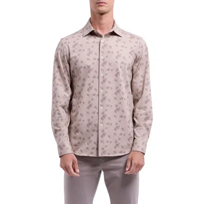 Bugatchi James Ooohcotton® Floral Twill Button-up Shirt In Neutral
