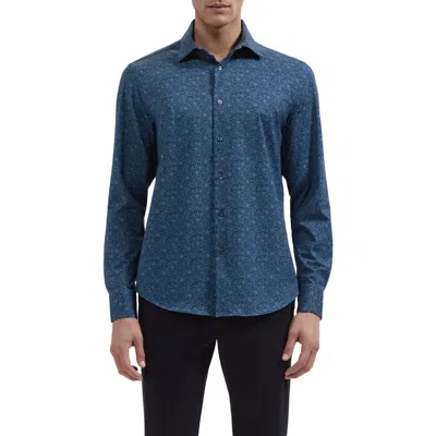 Bugatchi James Ooohcotton® Flower Print Button-up Shirt In Blue