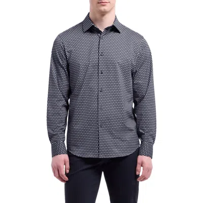 Bugatchi James Ooohcotton® Geo Button-up Shirt In Black