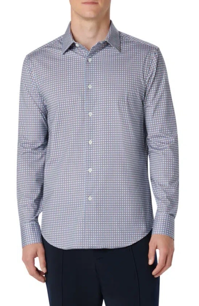Bugatchi James Ooohcotton® Geo Print Button-up Shirt In Air Blue