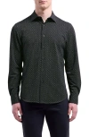 Bugatchi James Ooohcotton® Geo Print Button-up Shirt In Black