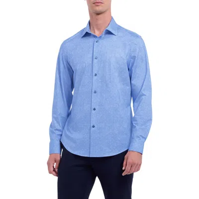Bugatchi James Ooohcotton® Geo Print Button-up Shirt In Blue