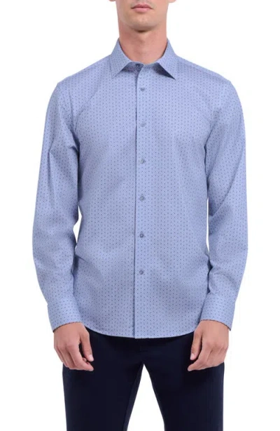 Bugatchi James Ooohcotton® Geo Print Button-up Shirt In Blue