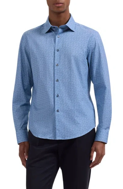 Bugatchi James Ooohcotton® Geo Print Button-up Shirt In Blue
