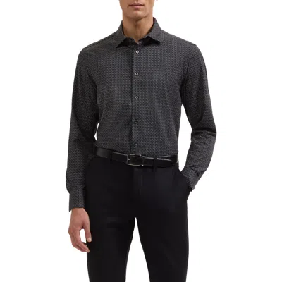 Bugatchi James Ooohcotton® Geo Print Button-up Shirt In Black