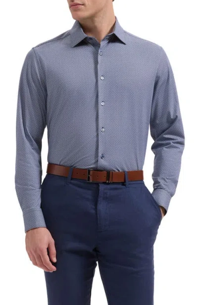 Bugatchi James Ooohcotton® Geo Print Button-up Shirt In Blue