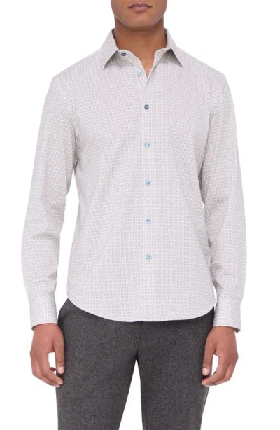 Bugatchi James Ooohcotton® Geo Print Button-up Shirt In Gray