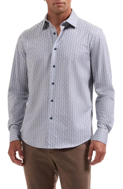 Bugatchi James Ooohcotton® Geo Print Button-up Shirt In Blue