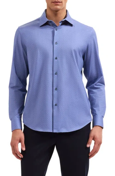 Bugatchi James Ooohcotton® Geo Print Button-up Shirt In Blue