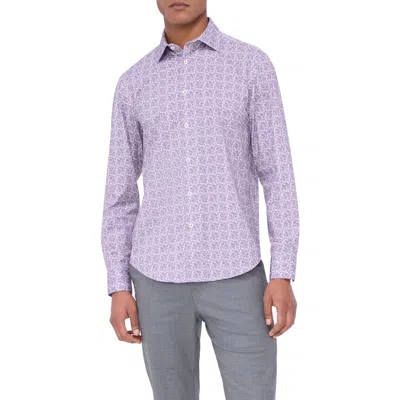 Bugatchi James Ooohcotton® Geo Print Button-up Shirt In Purple