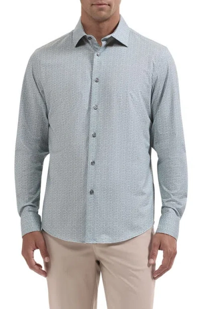 Bugatchi James Ooohcotton Geometric Long Sleeve Button Up Shirt In Gray