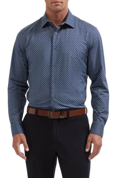 Bugatchi James Ooohcotton Geometric Long Sleeve Button-up Shirt In Blue