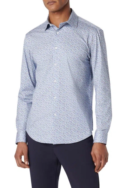 Bugatchi James Ooohcotton® Geometric Print Button-up Shirt In Air Blue
