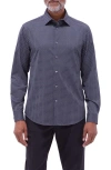 Bugatchi James Ooohcotton® Geometric Print Button-up Shirt In Black