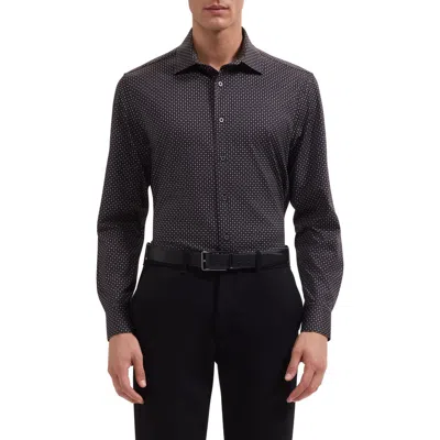 Bugatchi James Ooohcotton® Geometric Print Button-up Shirt In Black