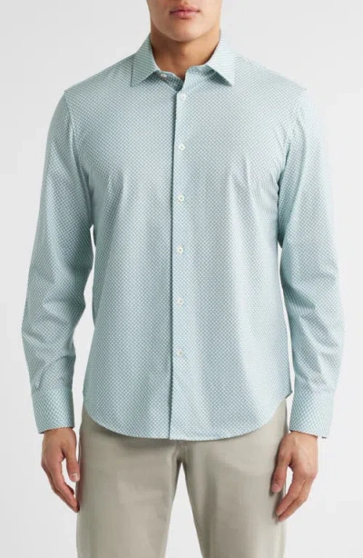 Bugatchi James Ooohcotton® Geometric Print Button-up Shirt In Mint