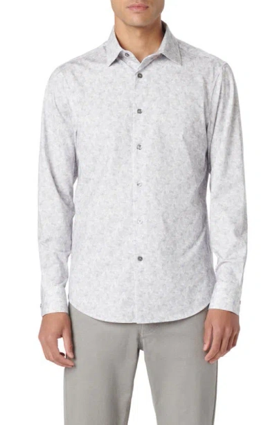 Bugatchi James Ooohcotton® Geometric Print Button-up Shirt In Platinum