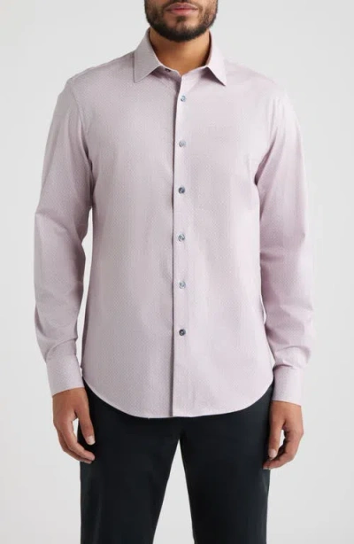 Bugatchi James Ooohcotton® Geometric Print Button-up Shirt In Pink
