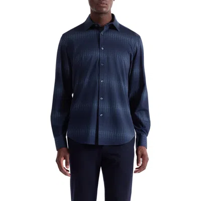 Bugatchi James Ooohcotton® Gradient Geo Print Button-up Shirt In Blue