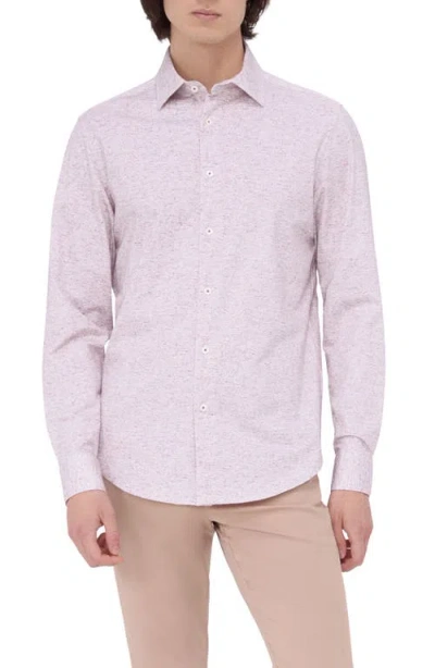 Bugatchi James Ooohcotton® Heathered Button-up Shirt In Ruby