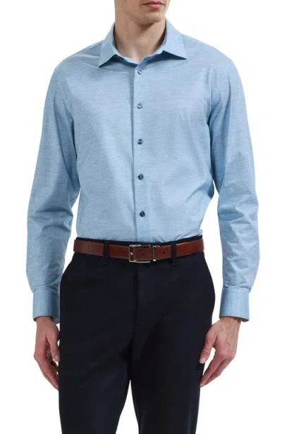 Bugatchi James Ooohcotton® Heathered Button-up Shirt In Blue