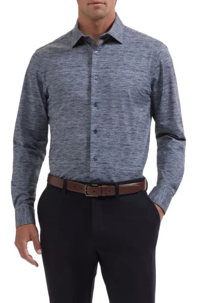 Bugatchi James Ooohcotton® Heathered Button-up Shirt In Blue