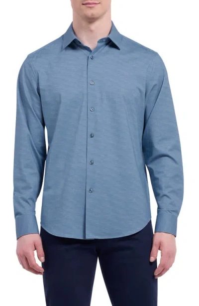 Bugatchi James Ooohcotton® Herringbone Button-up Shirt In Blue