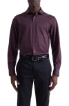Bugatchi James Ooohcotton® Herringbone Button-up Shirt In Burgundy