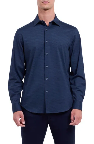 Bugatchi James Ooohcotton® Herringbone Button-up Shirt In Blue