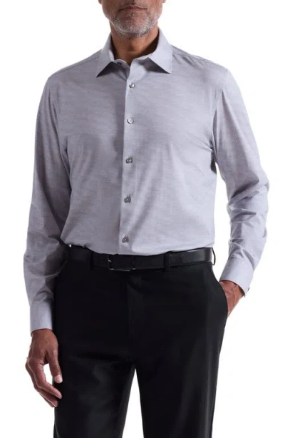 Bugatchi James Ooohcotton® Herringbone Button-up Shirt In Silver