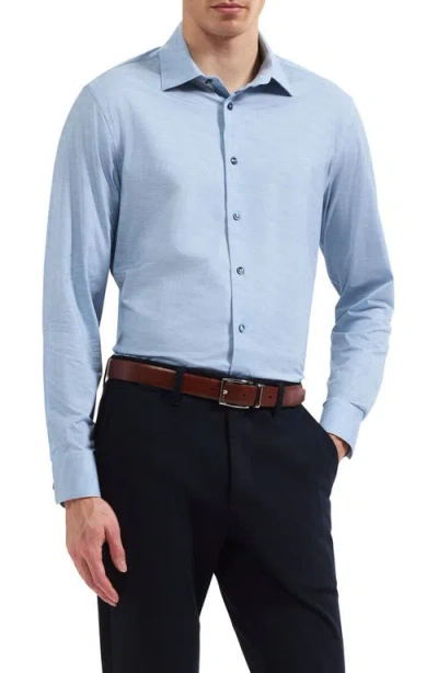 Bugatchi James Ooohcotton® Herringbone Print Button-up Shirt In Blue