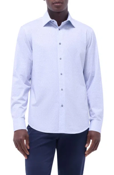 Bugatchi James Ooohcotton® Leaf Print Button-up Shirt In Air Blue
