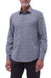 Bugatchi James Ooohcotton® Leaf Print Button-up Shirt In Black