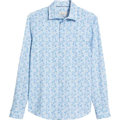 Bugatchi James Ooohcotton® Leaf Print Button-up Shirt In Classic Blue
