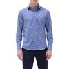 Bugatchi James Ooohcotton® Leaf Print Button-up Shirt In Cobalt